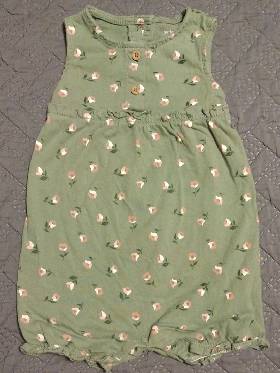 Carter's Other - Carter's Olive Green Floral Sleeveless Baby Romper